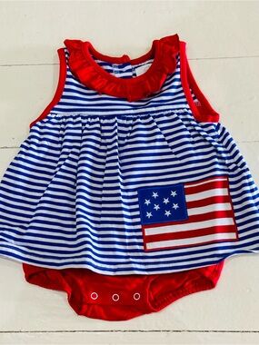 Honeydew USA Red & Blue Striped Flag Diaper Cover Dress